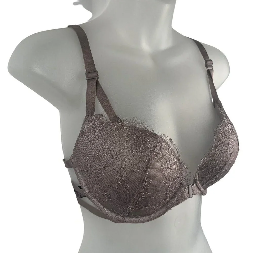 Victoria's Secret Bra Very Sexy Push Up 32DD Lavender Purple Lace Overlay 316902
